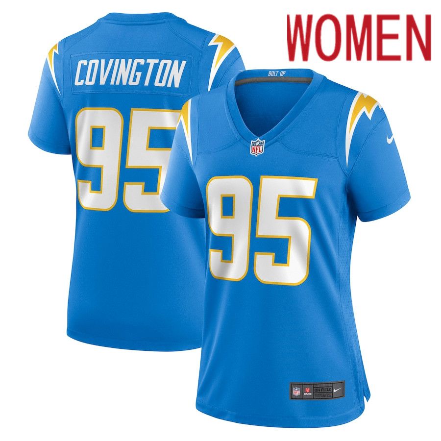 Women Los Angeles Chargers #95 Christian Covington Nike Powder Blue Nike Game NFL Jersey->women nfl jersey->Women Jersey